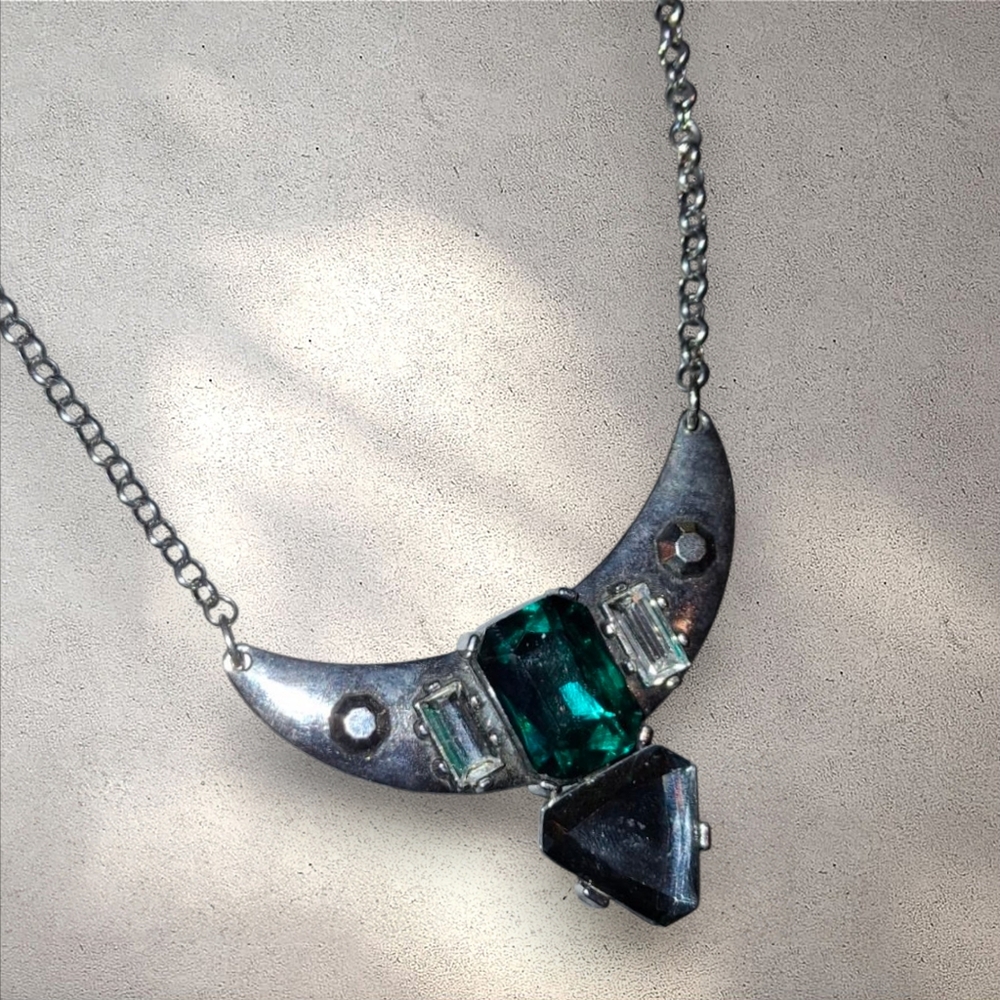 Lot 3 Statement Silvertone Geometric Unmarked Necklaces EUC - Picture 4 of 9